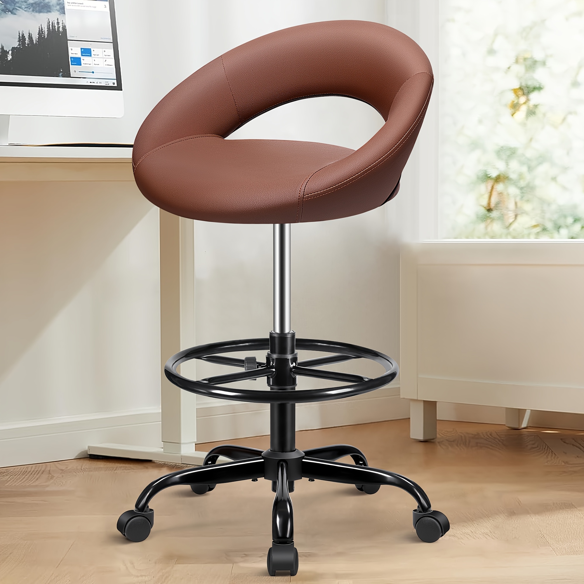 Home Kitchen & Bathroom - Ergonomic Drafting Chair - PU Leather