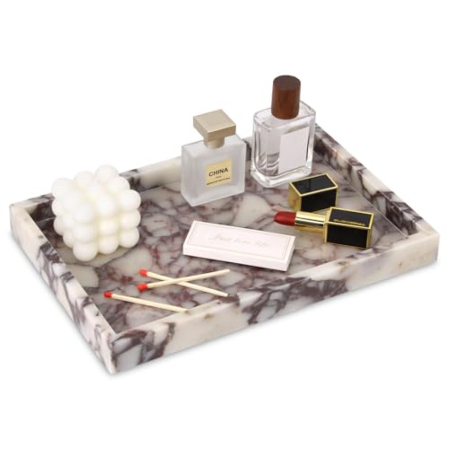 Home Kitchen & Bathroom - Marble Bathroom Vanity Tray, Natural Luxury