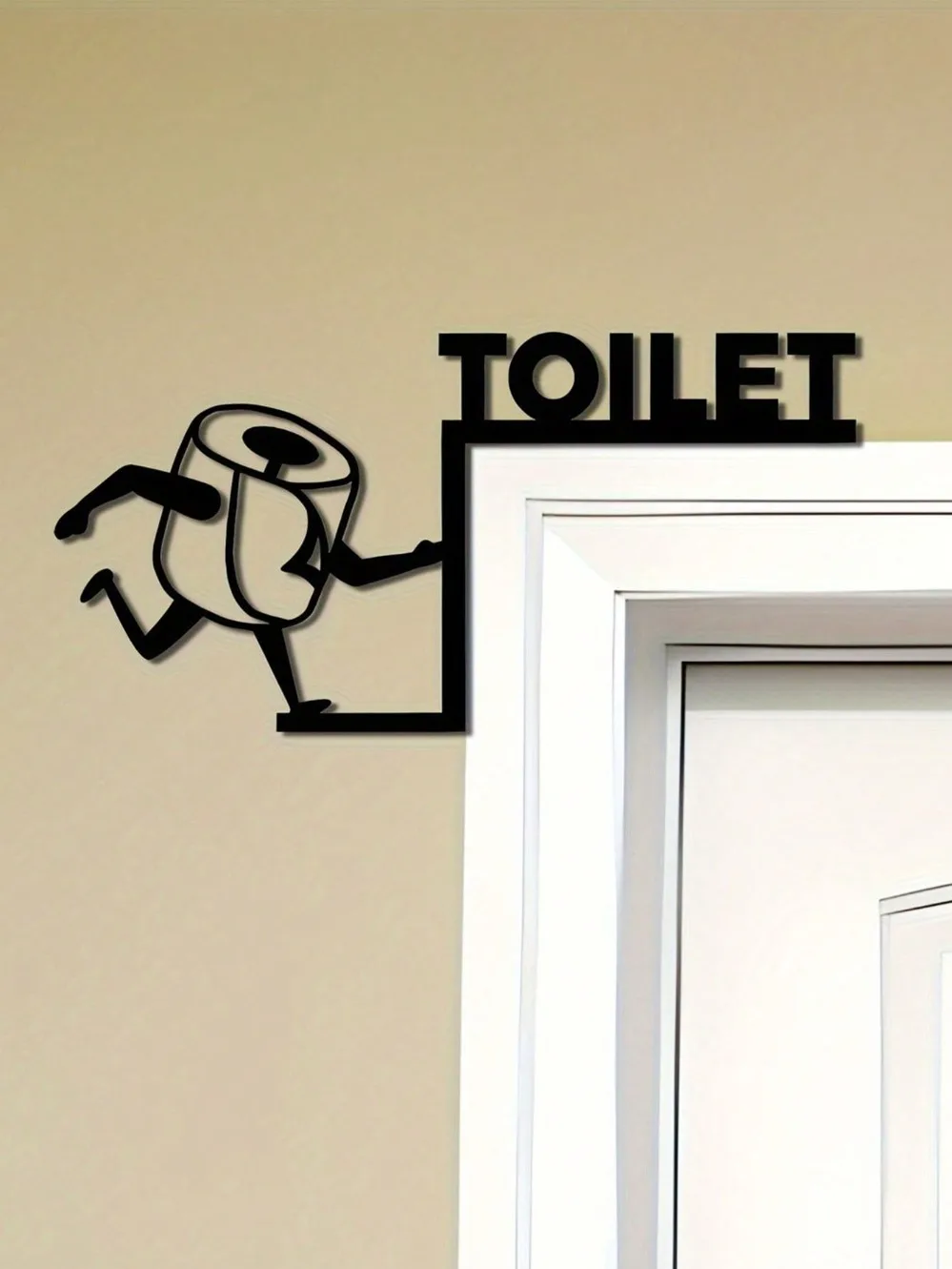 Home Bathroom Door - Humorous Toilet Paper Out Metal Wall