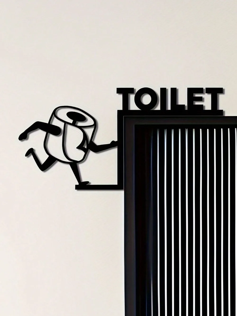 Home Bathroom Door - Humorous Toilet Paper Out Metal Wall