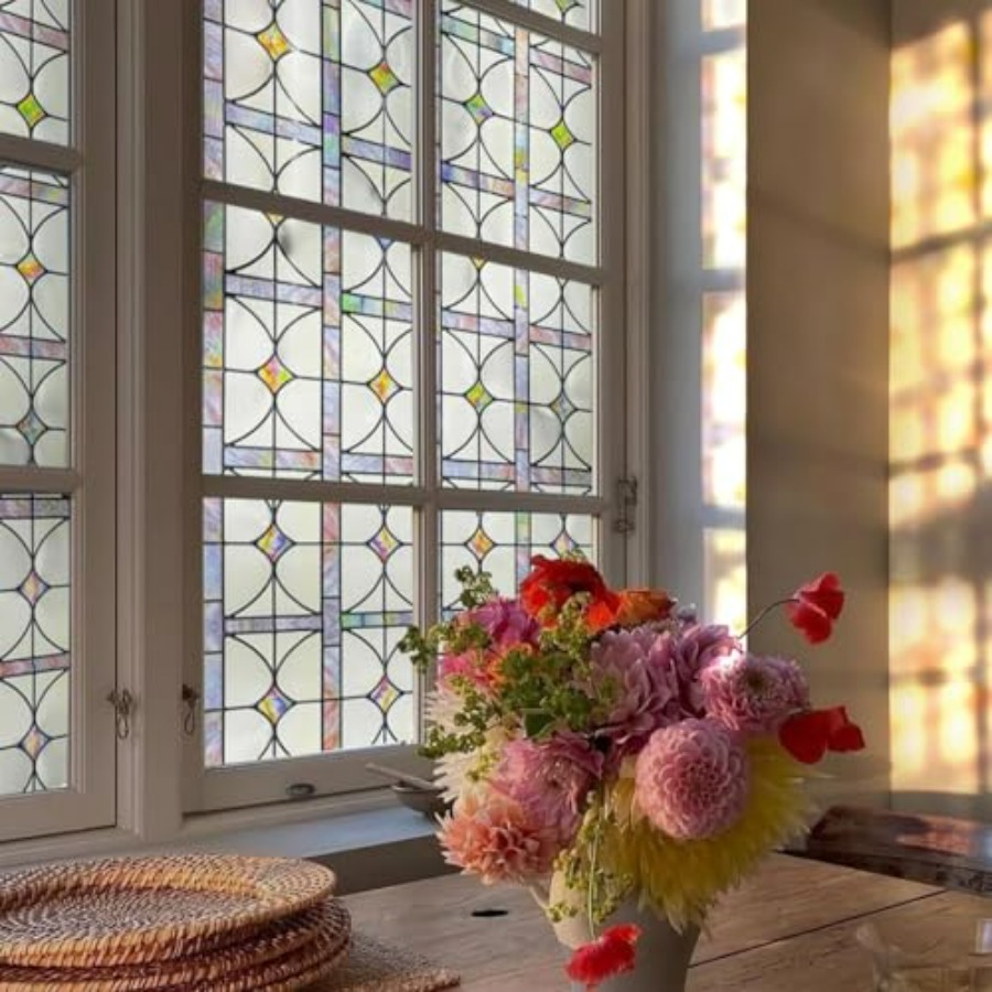 Home Bathroom Door - 3D Stained Glass Window Film, Decorative