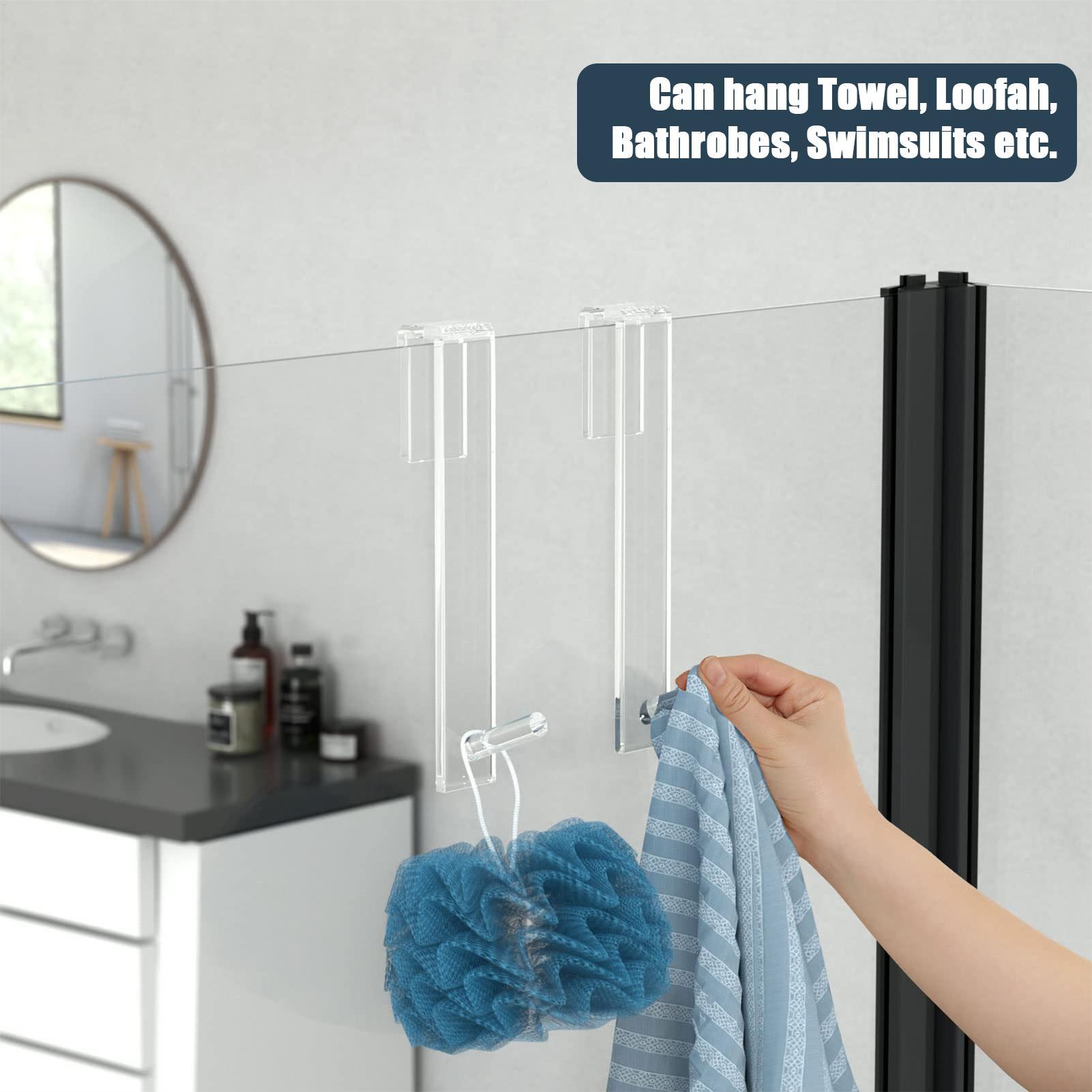 Shower Door Hooks Acrylic Coat - Home Bathroom Door ulasan dan harga