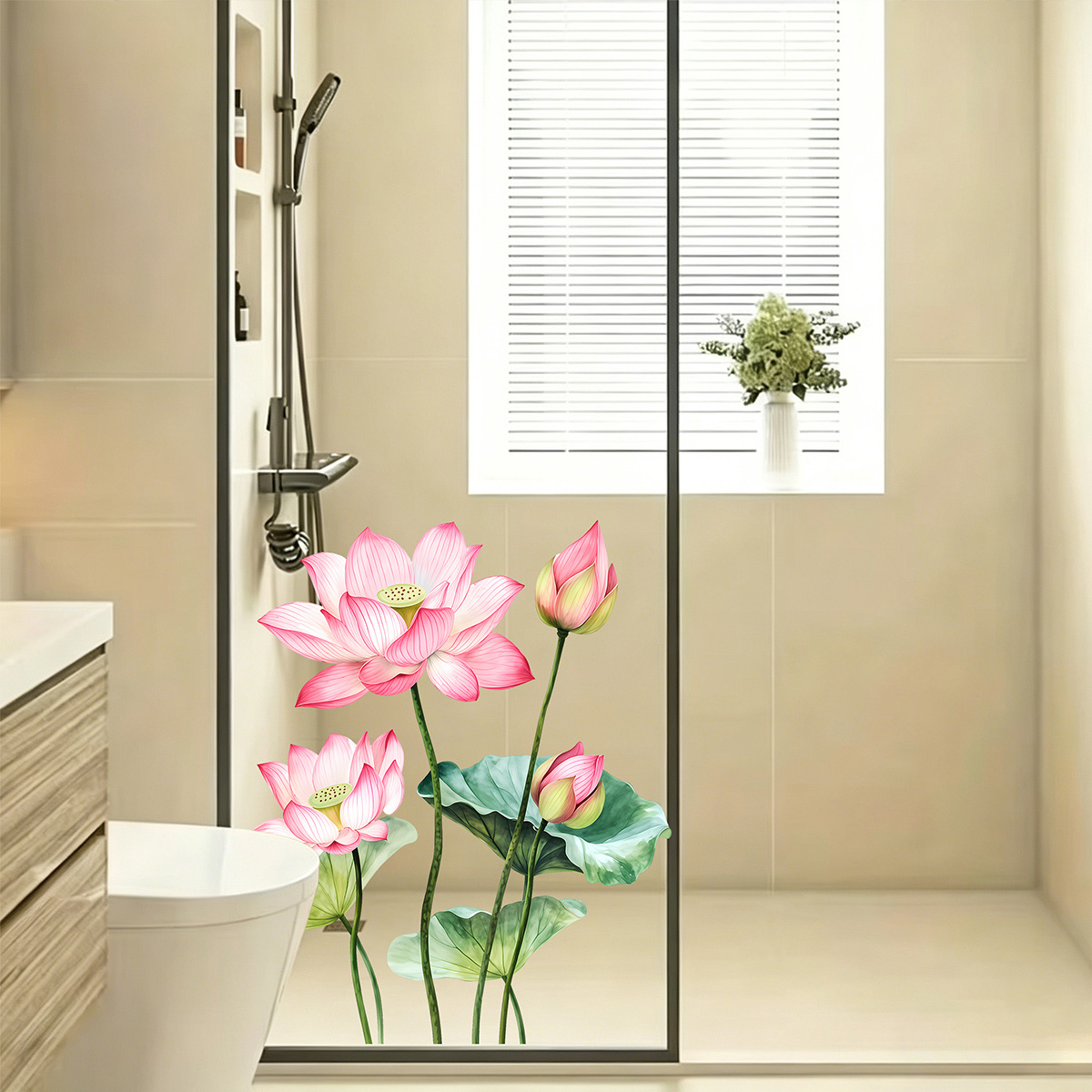 Detachable Lotus Wall Sticker, - Home Bathroom Door ulasan dan harga