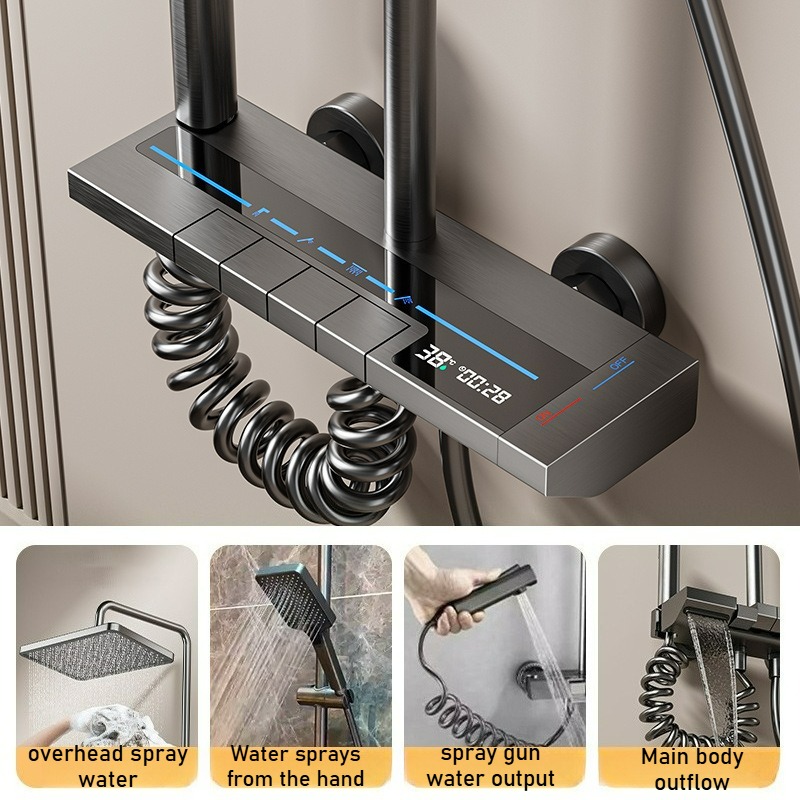 LED Digital Display Shower Set - Bathroom Home Improvement ulasan dan harga