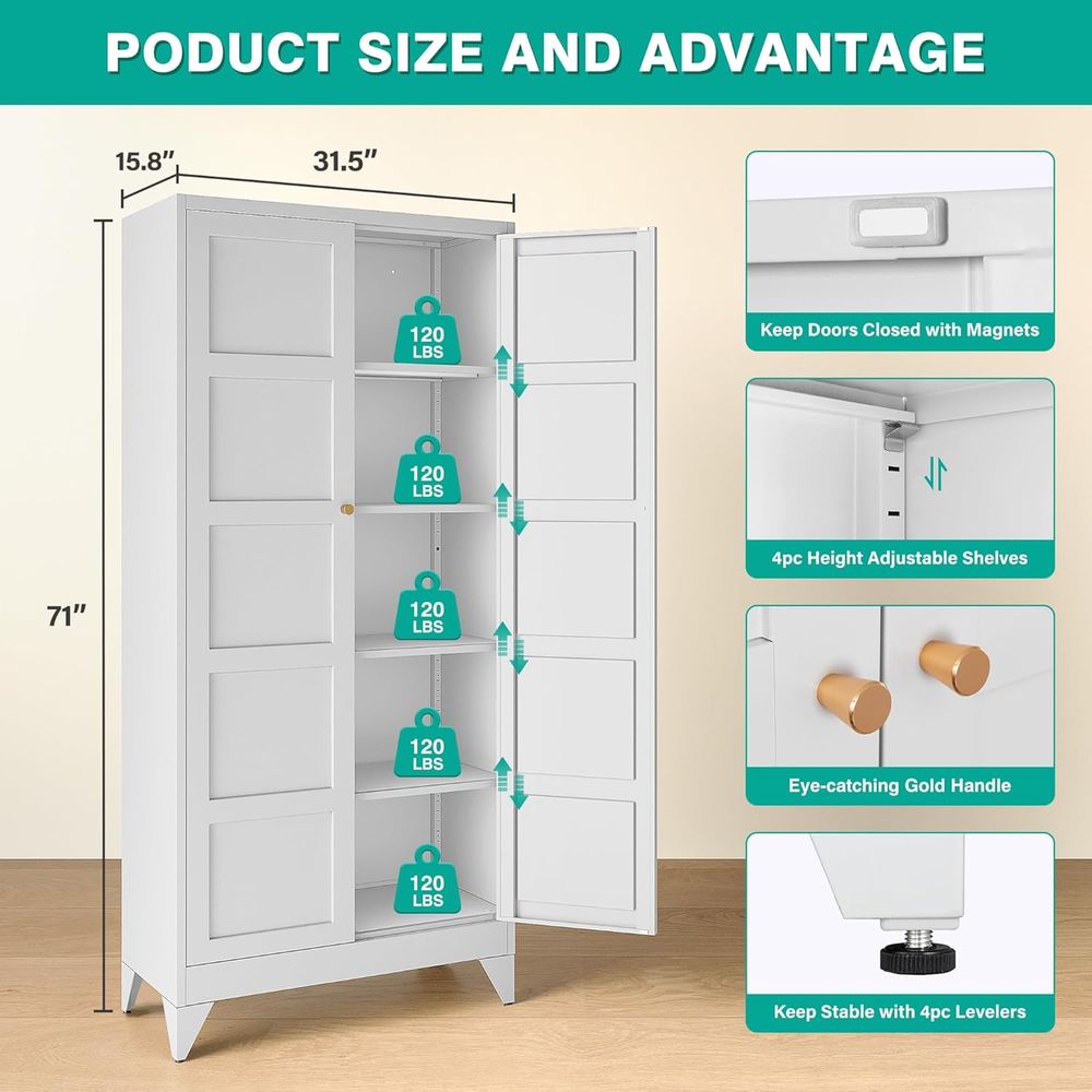 White Tall Metal Storage Cabin - Home Bathroom Door ulasan dan harga