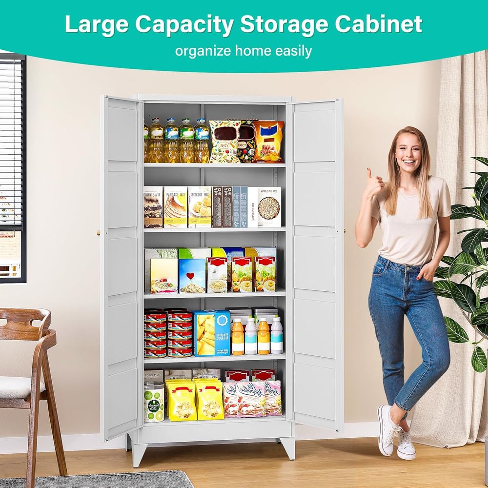 White Tall Metal Storage Cabin - Home Bathroom Door ulasan dan harga