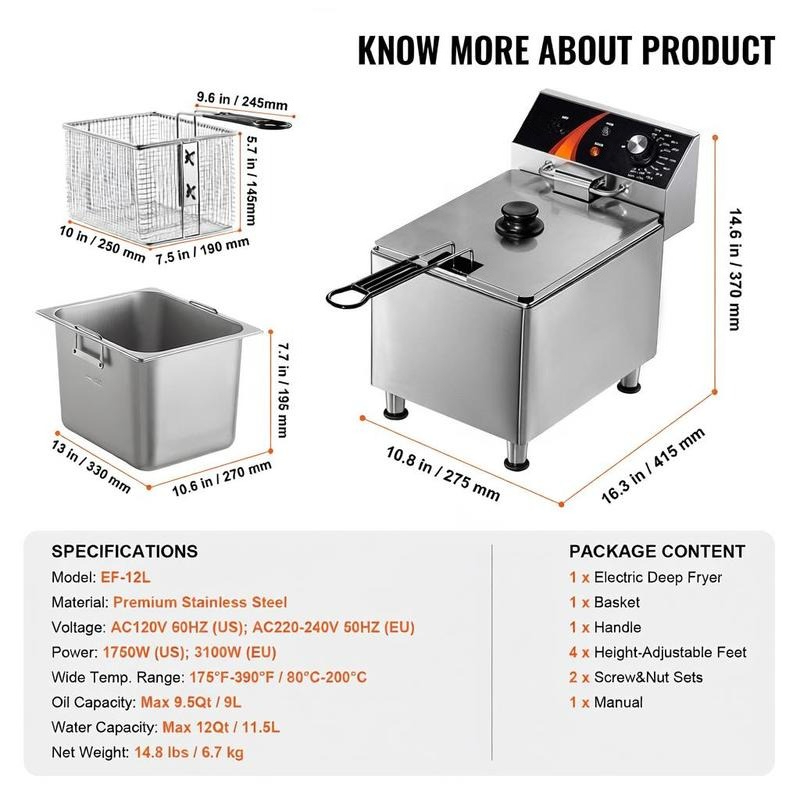 Tabletop Frying Machine 12Qt / - Home Kitchen & Bathroom ulasan dan harga