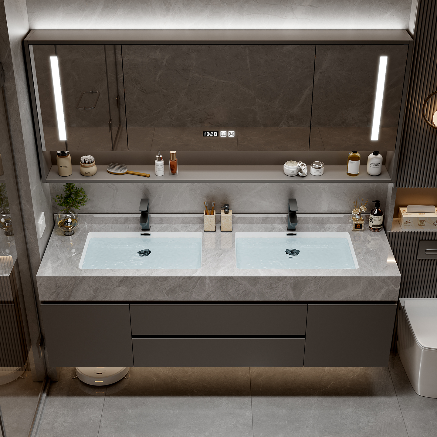 Makeup Organizer Cupboard Stor - Home Bathroom Partition Wall ulasan dan harga