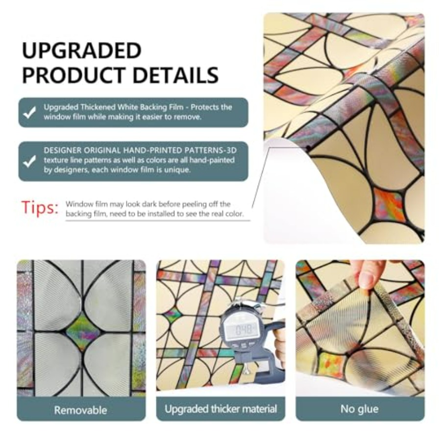 3D Stained Glass Window Film,  - Home Bathroom Door ulasan dan harga