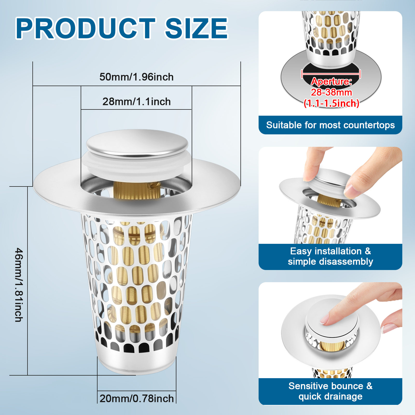 2/4Pc Pop Up Sink Drain Strain - Drain Hair Catcher ulasan dan harga