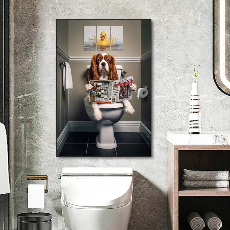 Funny Animal Wall Art Poster P - Home Bathroom Pic ulasan dan harga